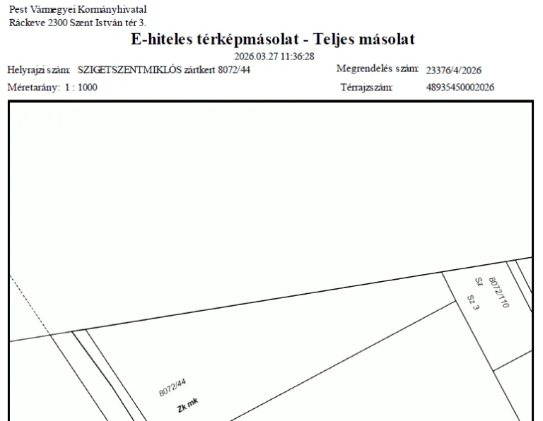 Zártkerti ingatlan térképe