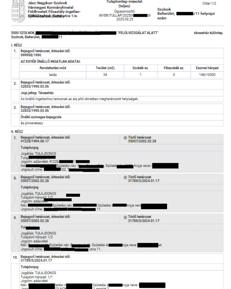 Új fajta tulajdoni lap (e-hiteles)