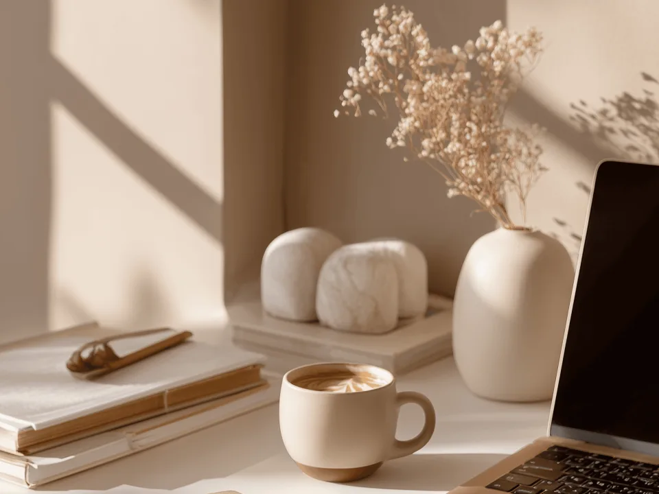 Irodai környezetben laptop, kávé