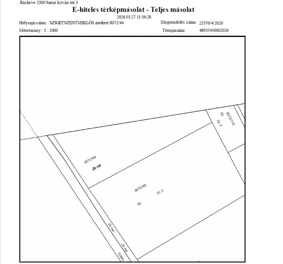 Zártkert térképen