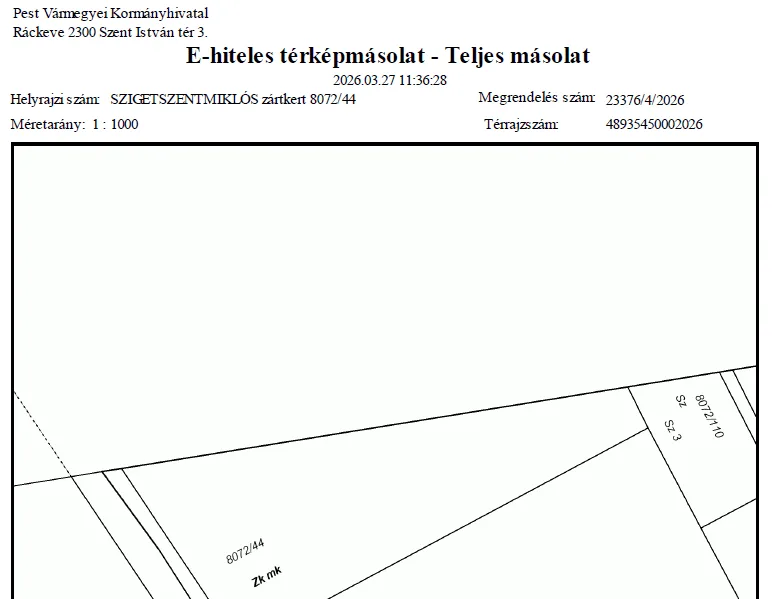 Zártkerti ingatlan térképe